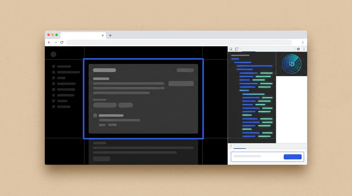 Port Daddy Scout showing a Chrome extension popup beside a selected web page region